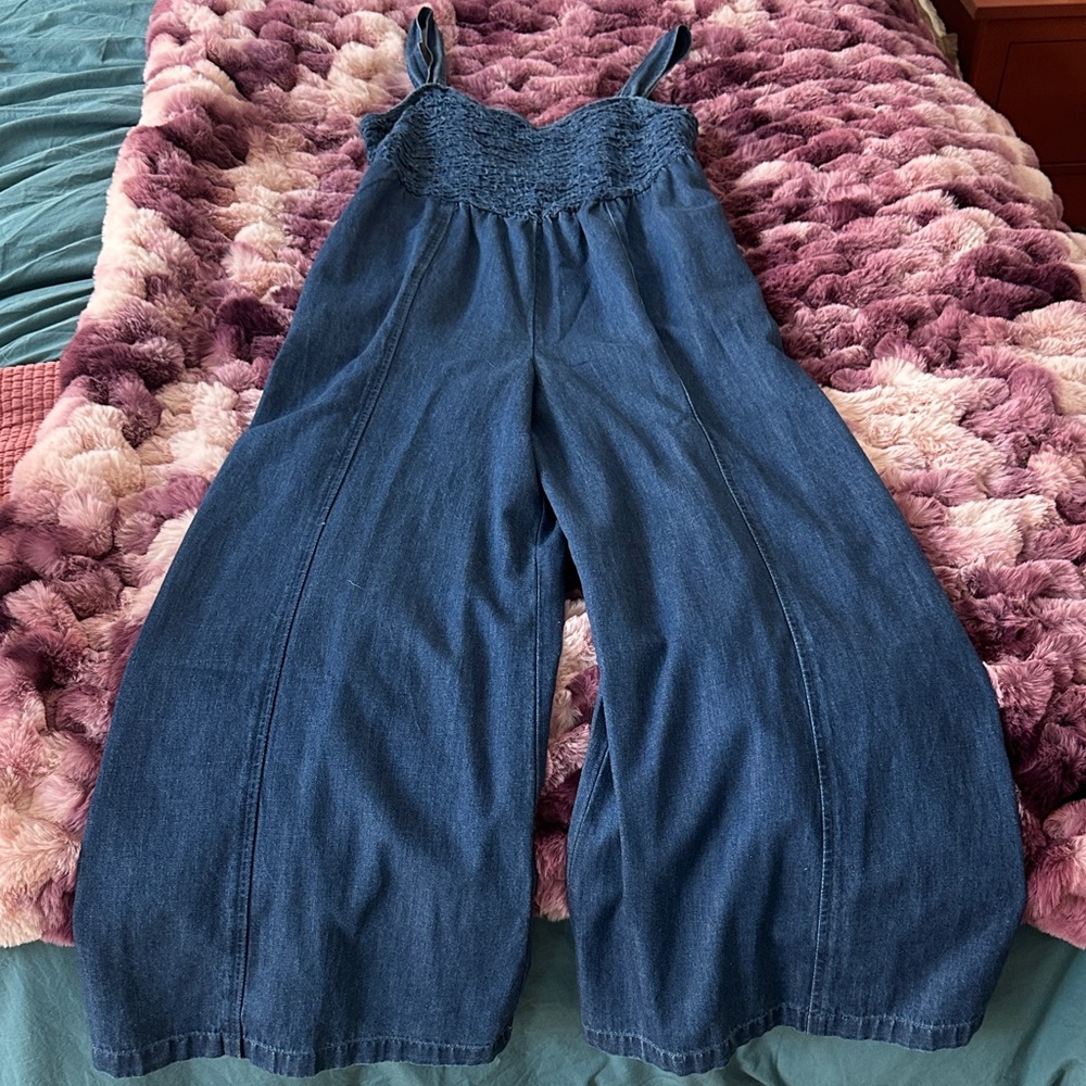 American Eagle Outfitters Blue Denim Jumpsuit